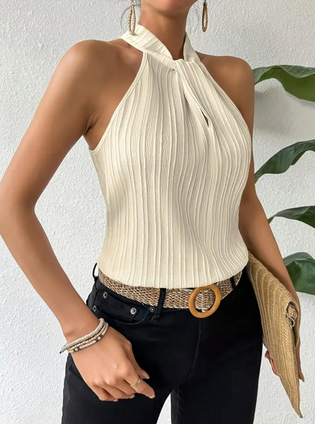Top musculosa plisada