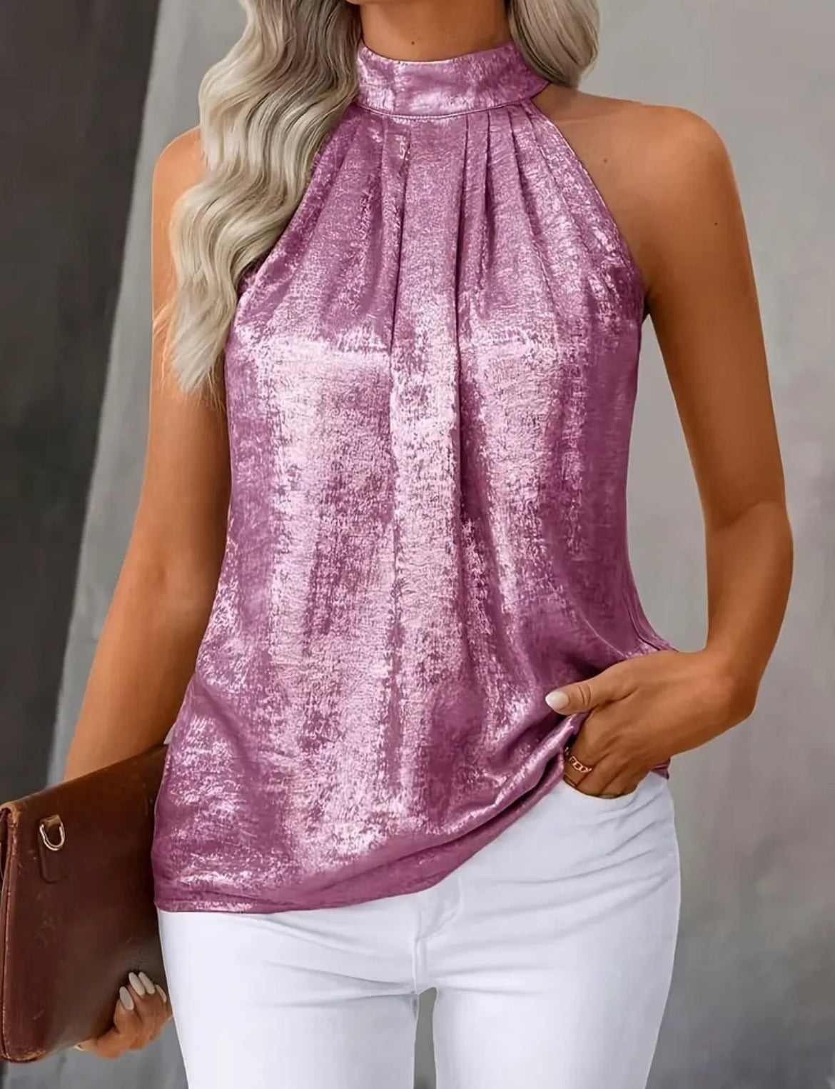 Musculosa rosada brillosa | Talle XL