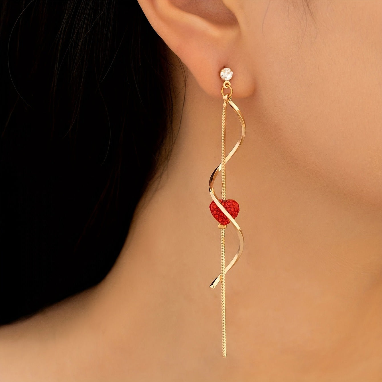Aretes de corazones rojo y negro