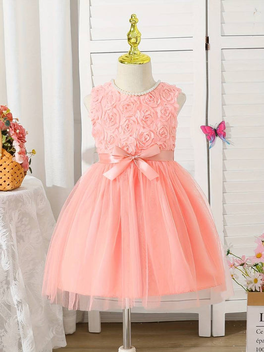 Vestido rosado floral Talle 6-8