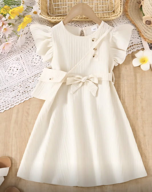 Vestido beige con cartera