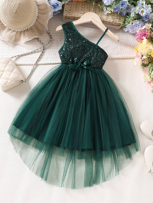 Vestido verde con lentejuelas Talle 6-8