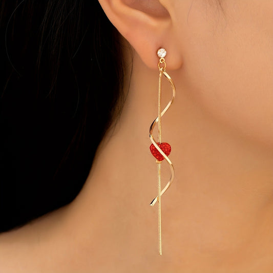 Aretes de corazones rojo y negro